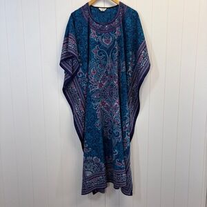 Gypsie Blu Boho Hippie Kaftan Maxi Dress Women Size OS Festival Beachy Resort